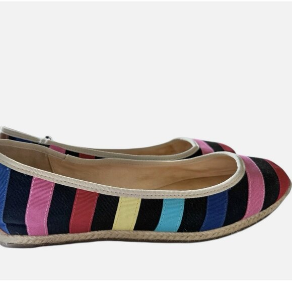 Kate Spade New York Canvas Rainbow Striped Espadrilles Flats Shoes Women size 7 - Picture 1 of 9